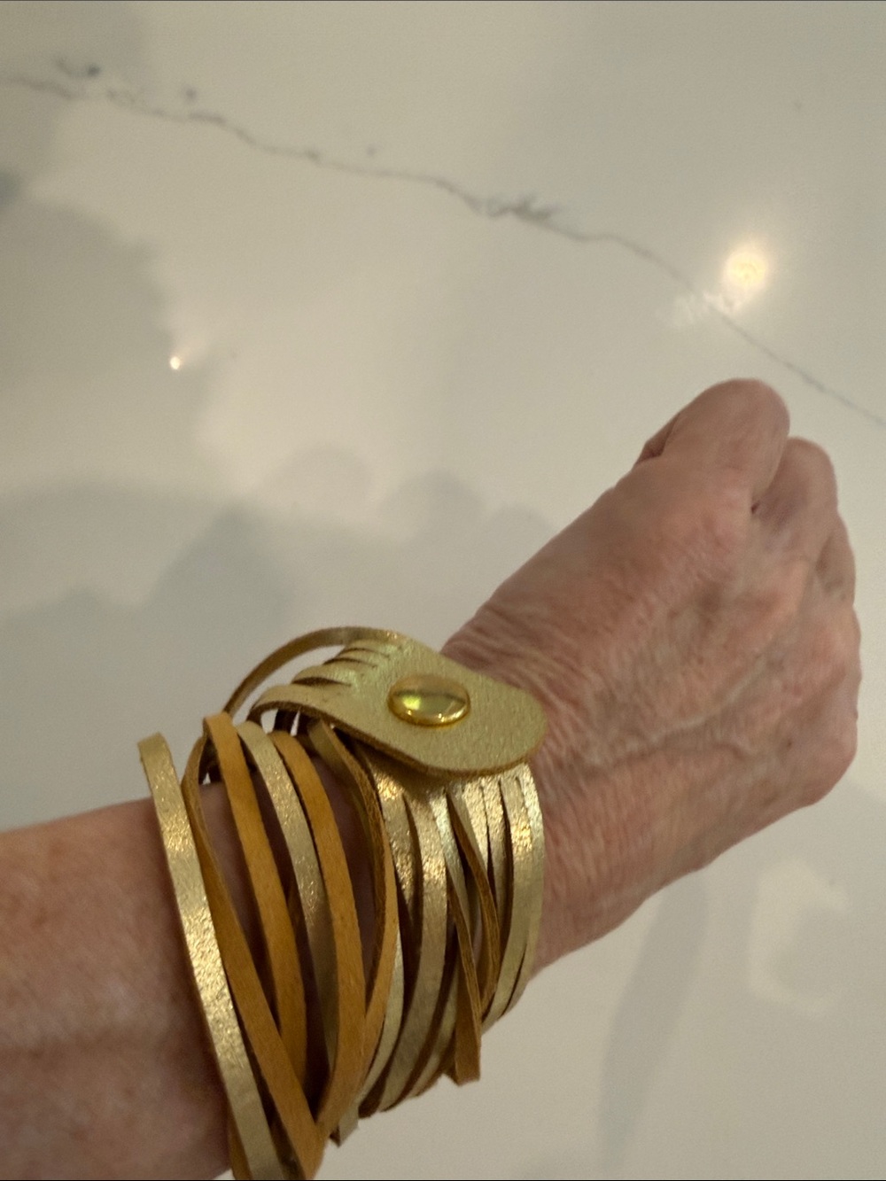 Linea Pelle Gold Leather Wrap Bracelet - Picture 2 of 4